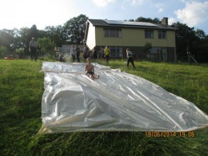 At the farm Water Slidding